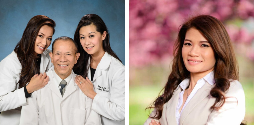 From L to R, Drs. Mai, Thanh, and Mimi Vo; Kristina Le