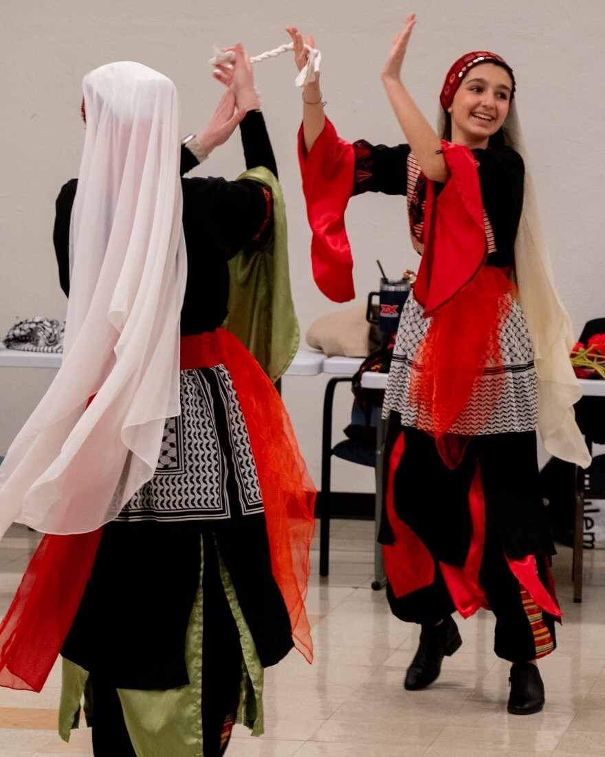 Canaan Wellspring Dabke Dance Troupe rehearses at the First St. Charles United Methodist Church.