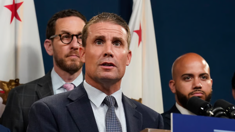 State Senate President Pro Tempore Mike McGuire addresses reporters in Sacramento, Calif., Thursday, Aug. 21, 2025.