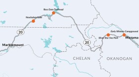 This map from the Washington Department of Transportation shows the points at which State Highway 20 is closed when heavy snow begins to fall in the North Cascades.