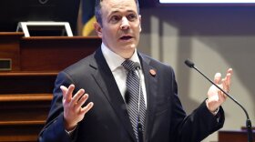 Kentucky Gov. Matt Bevin speaks to a joint session of the General Assembly at the Capitol, Tuesday, Jan. 16, 2018, in Frankfort, Ky.