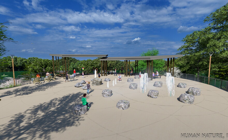 artist renderings of a new harbor at a park on a lake