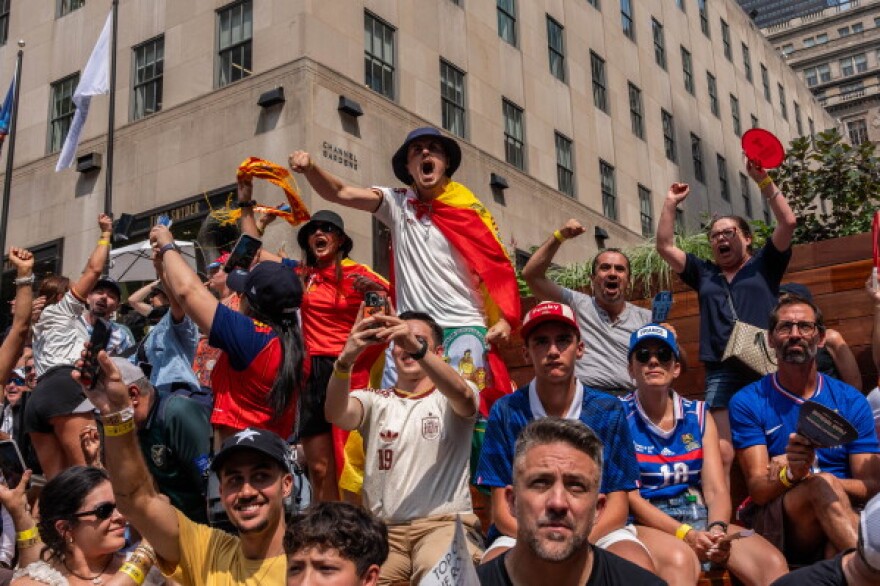 World Cup fans celebrate in New York.