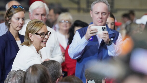 Sen. Darline Graham, R-S.C., speaks with folks ahead of President Donald Trump's rally at the T. Ed Garrison Livestock Arena at Clemson University in Pendleton on Oct. 21, 2026.