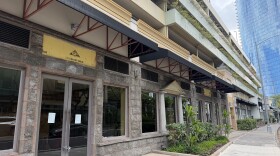 Closed shops at Ward Centre in June 2026.