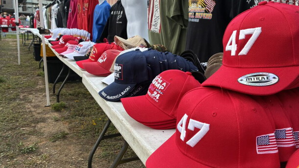 Trump merch lined fields and bedecked rolling carts ahead of the president's visit to Rock Hill Thursday.