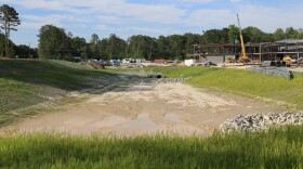 Construction is underway at Elementary School 20 in Richland County. This retention pond is one of several designed to control stormwater runoff before, during, and after construction is complete.