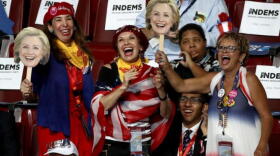 Delegates and attendees cheer during the fourth and final day of the Democratic National Convention.