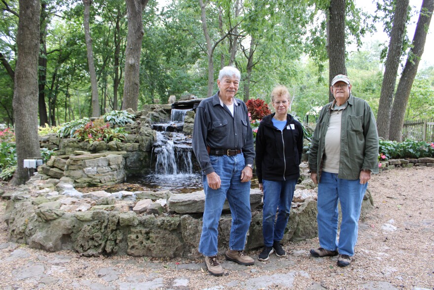 Bob Childress, JJ Averett and George Deatz at the Hosta Garden at Springfield Botanical Gardens (photo taken October, 2023)