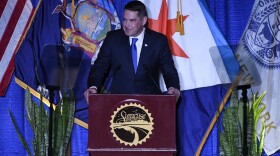 Mayor Ben Walsh delivers the 2025 State of the City Address at the Grant Middle School auditorium in Syracuse Jan. 16, 2025.