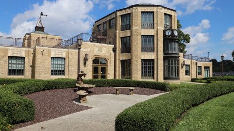 The Akron-Fulton Airport Terminal was built in 1929 as a terminal for dirigibles flying into Akron. Owner Randy Theken bought the property in 2005 and spent two years restoring it.