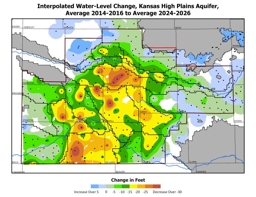 This map shows decreases in water across GMD 3.