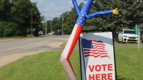 A sign at the Milton Township precinct in Antrim County. (Photo : Austin Rowlader / IPR News)