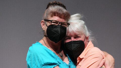 Nancy Pyburn, right, and daughter Cynthia Bounds at their StoryCorps Northwest recording.