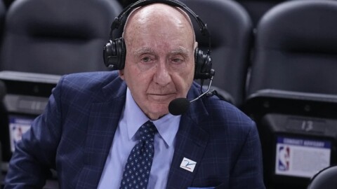 Dick Vitale prepares to announce an NCAA college basketball game in 2022. Vitale says he has been diagnosed with cancer for a third time. Vitale tweeted Wednesday, July 12, 2023, that he had surgery in Boston, and tests revealed that he has vocal cord cancer. He said he will undergo six weeks of radiation treatments.