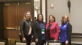 Left to Right) Indiana farmers Leah Beyer, Susan Brocksmith, Joyce Kron and Kelly Whiteman Snipes discuss life as a women in the ag industry during a panel session at the Indiana Young Farmer and Ag Professionals Conference.