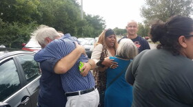 Supporters of Richard Glossip celebrate outside the Oklahoma State Penitentiary after they learned he was granted a stay of execution.