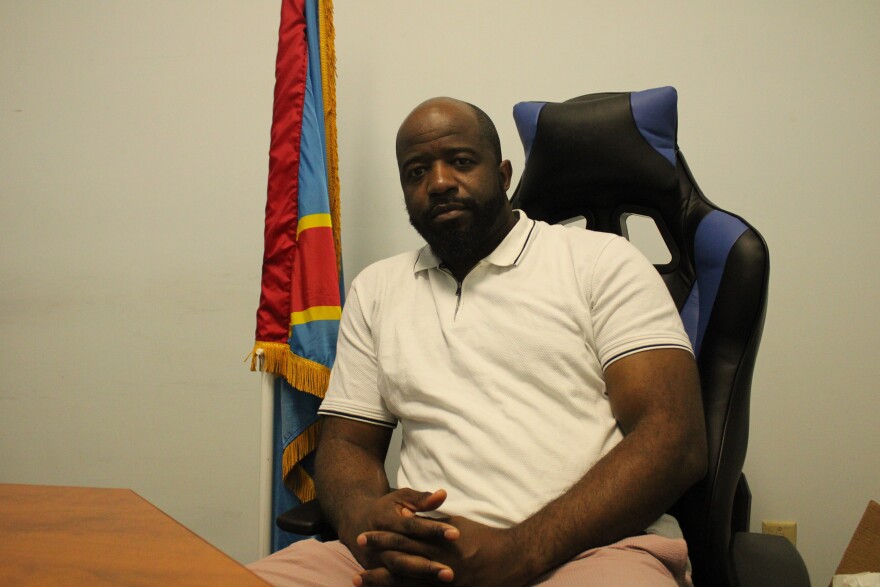 Patrick Mulonda, president of the Congolese Community of Maine, at his office in Portland on Monday, May 18th, 2026. Mulonda says he's receiving more calls about community members who've been detained.