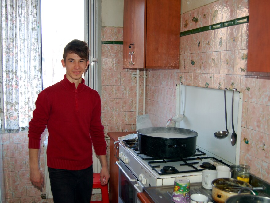 Many Romanian kids who grow up in orphanages lack life skills when they leave the institutions at age 18. At Grosuleac's home, boys go to school, get jobs and do household chores. Here, Emanuel prepares a rice dish for dinner.