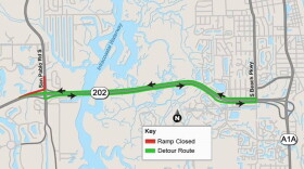 Map showing detour