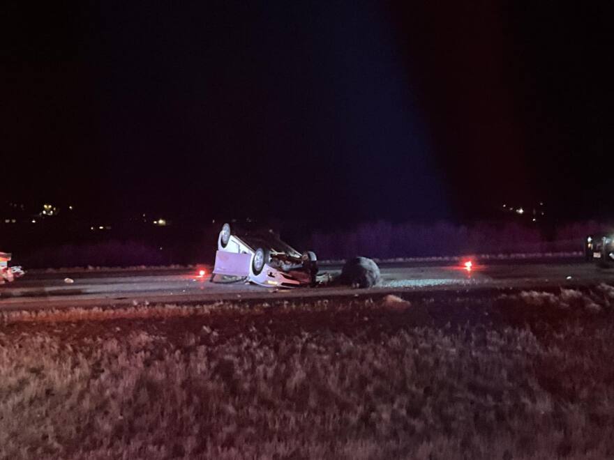 A car hit a cow on eastbound Intestate 80 near Coalville Monday, March 3. The three passengers were taken to the hospital.