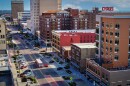 A photo of downtown Topeka, Kansas from an elevated position looking north on South Kansas Avenue 