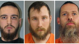 FILE - This combo of undated booking photos provided by Alvin S. Glenn Detention Center, left, and Jackson County Sheriff's Office, show, from left, Paul Bellar, Joseph Morrison and Pete Musico. The three men who forged an early alliance with the leader of a plot to kidnap Michigan's governor will return to court on Thursday, Dec. 15, 2022, and are facing potentially lengthy sentences for assisting him in the months before the FBI broke up the cabal in 2020. (Alvin S. Glenn Detention Center and Jackson County Sheriff's Office via AP, File)