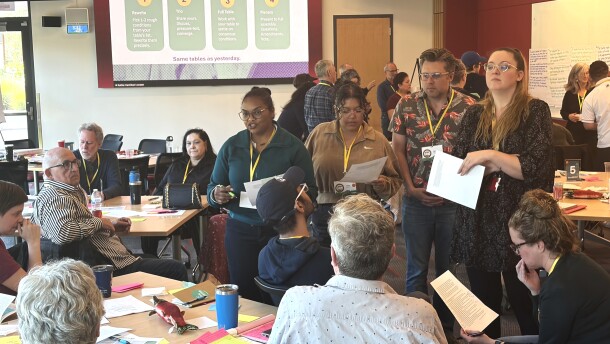 A group of 29 randomly selected Snohomish County residents studied and debated AI policy, then drafted proposals for the county. June 6, 2026.