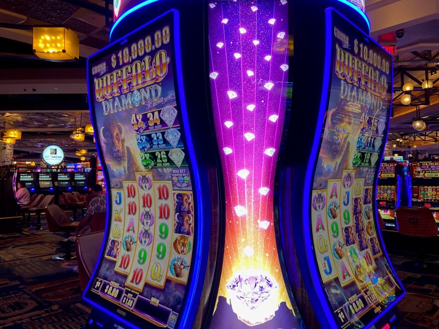 A slot machines on the floor of MGM Springfield in Springfield, Massachusetts.