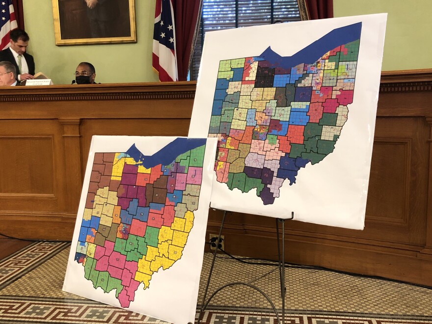 House and Senate Republican caucuses present their proposed district maps to the Ohio Redistricting Commission on September 9, 2021 at the Ohio Statehouse.