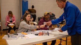 The "Unemployment Office" station at a recent poverty simulation held at the YWCA in Bloomington.