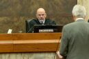 Chief Justice G. Richard Bevan listens to oral arguments at the Idaho Supreme Court on Friday, Jan. 23, 2026, in Boise.