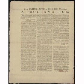 1784 Proclamation of the ratification of the Treaty of Paris by the US Congress in Annapolis, Maryland.