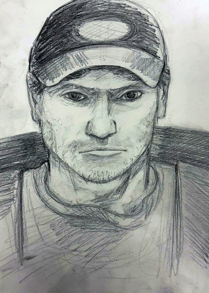 This composite sketch released by the Arkansas State Police shows a man seen in Devil's Den State Park, in Washington County, Ark., on July 26, 2025, whom investigators are asking the public to help identify in connection with a double homicide.