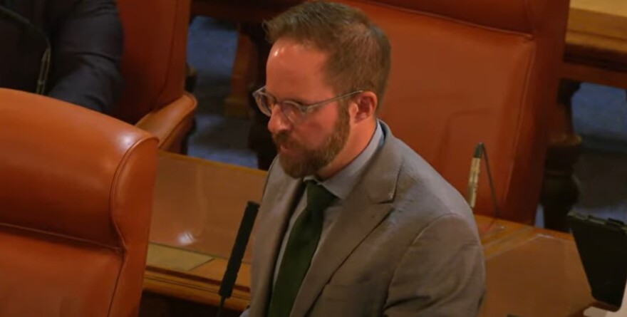 Councilmember Charles Slife speaks at a City Council meeting about altering public comment rules in a move that he says will allow more residents to be heard.