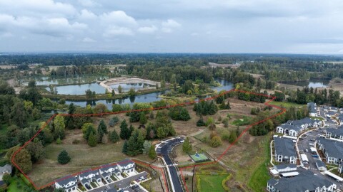 An aerial view of the soon-to-open Willow Bend Park off Delta Road in Eugene.