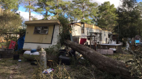 A tree split a home in half in the Lake City area. Photo courtesy of Columbia County Emergency Management.