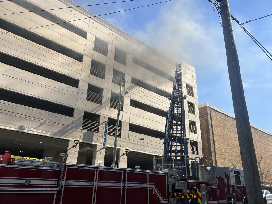 Fire at parking deck