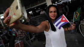 A Cuban doctor takes a selfie before leaving Brazil last week, after the Cuban government began recalling doctors from the South American country in a dispute with Brazilian President-elect Jair Bolsonaro.