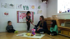 A teacher at Vista Montessori School in Boise interacts with children at the center. (courtesy of Melissa Buck)