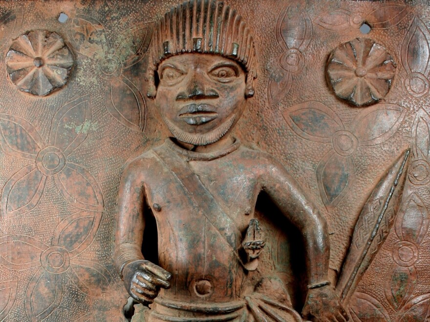 <em>Junior Court Official</em> is one of two 16th-century plaques produced at the Court of Benin that will be returned to Nigeria by the Met.