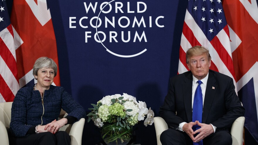 President Trump meets with British Prime Minister Theresa May on Thursday at the World Economic Forum in Davos, Switzerland.
