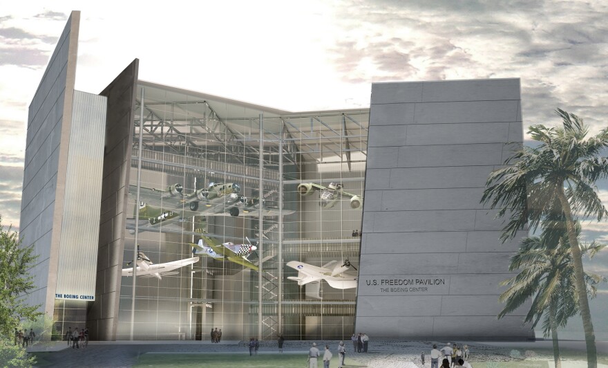The museum's U.S. Freedom Pavilion, seen here as a digital model, opened to the public on Friday.