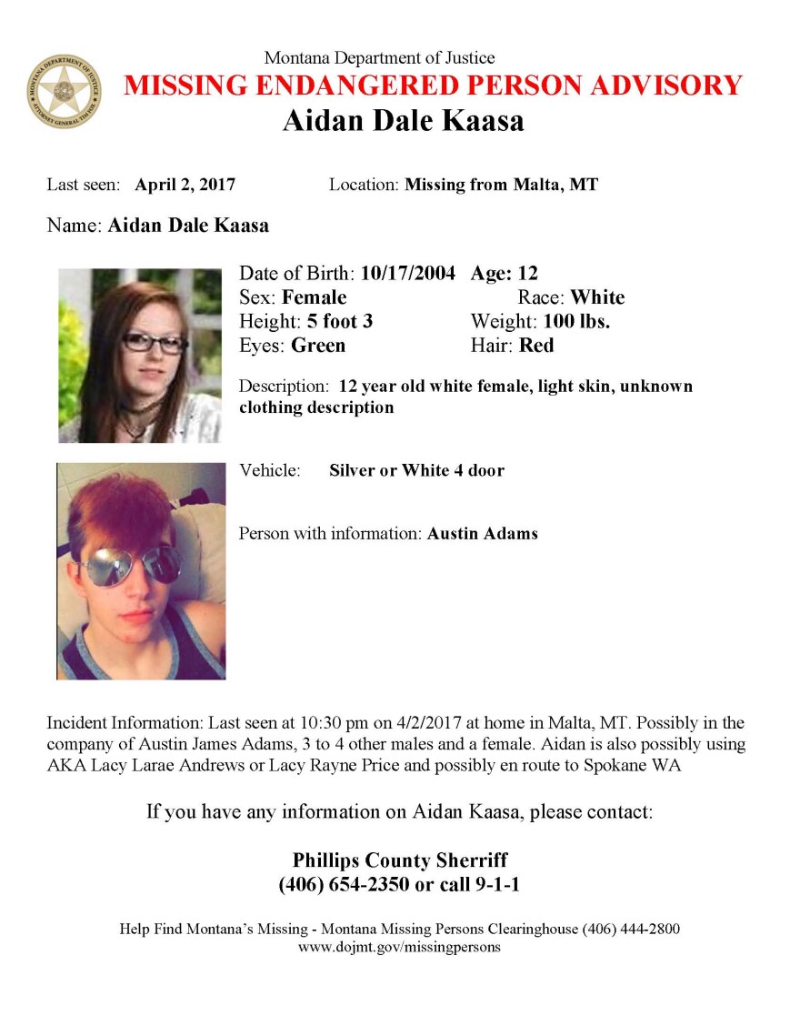 Missing Person Advisory: Aidan Dale Kaasa