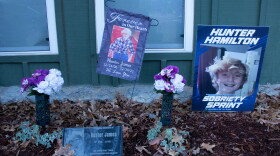 A memorial for Hunter Ruggles, 15, outside his family’s house. Hunter died from fentanyl poisoning, and his mother, Whitney Ruggles, has been advocating for awareness of the nation’s opioid crisis.
