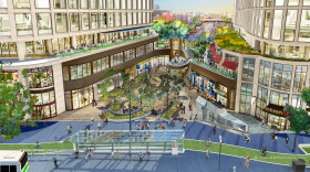 An architectural rendering envisions the 1001 Boylston Street location in Boston where Lego will move its North American headquarters