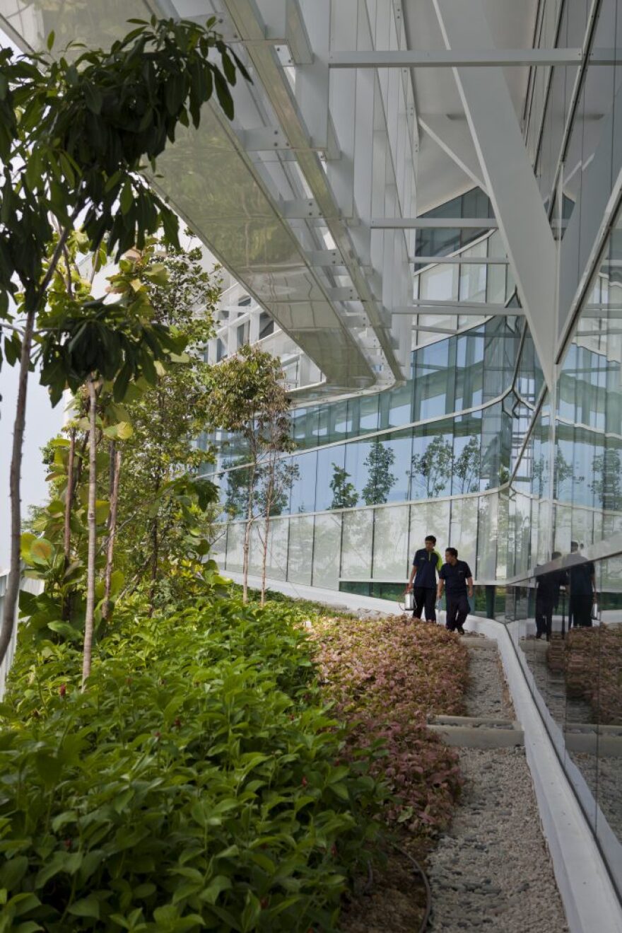 Two people take a walk along Solaris’ vegetated ramp