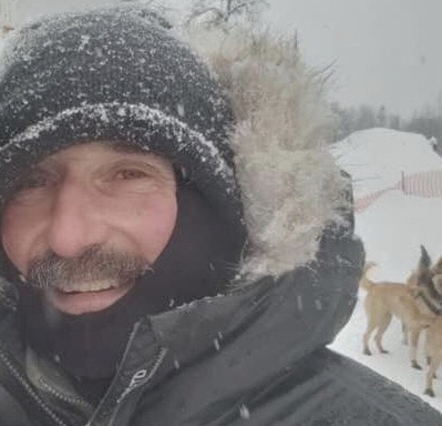 A selfie John Schandelmeier sent his wife, Zoya DeNure, from the Iditarod trail. (Courtesy Zoya DeNure)