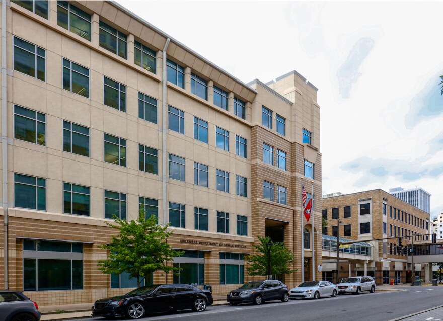 The Arkansas Department of Human Services building on Main Street in downtown Little Rock.
