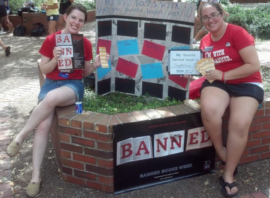 Students celebrate Banned Books Week at the University of Florida.